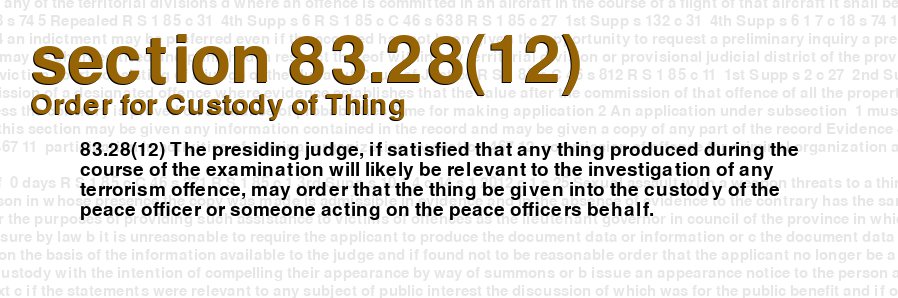 Order for Custody of Thing