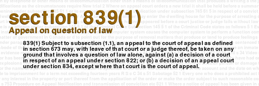 Appeal on question of law